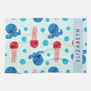 Pirat Octopus, Pirat Jellyfish, Sea, Ditt namn Kökshandduk