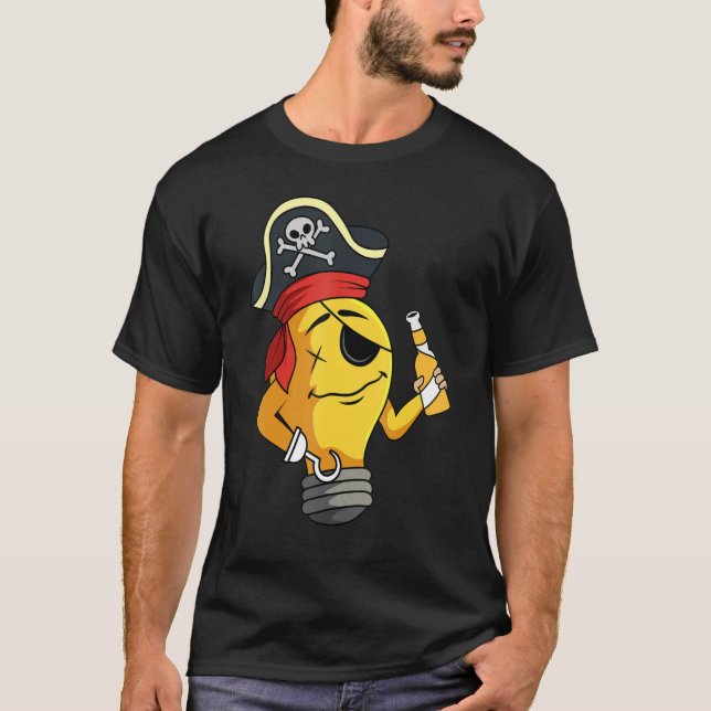 Pirat Öga Patch Light Bulb Sea Sailor Crew Frakt T Shirt (Framsida)