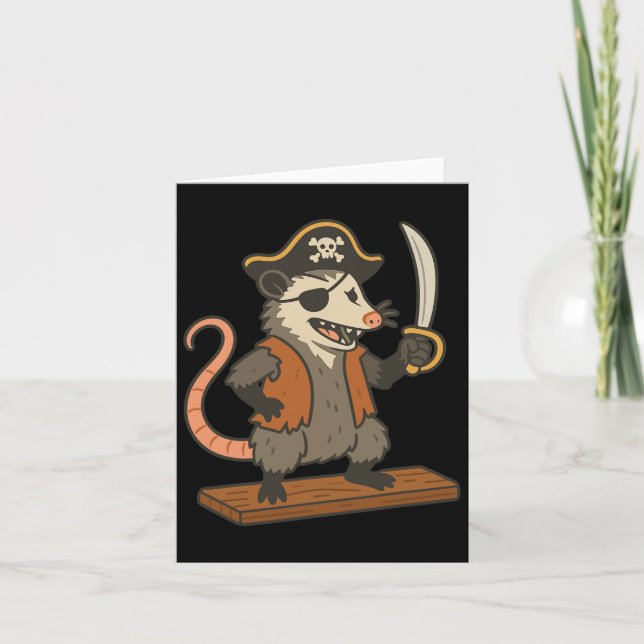 Pirat Opossum Funny Halloween Costume Possum Kärle Kort (Framsida)