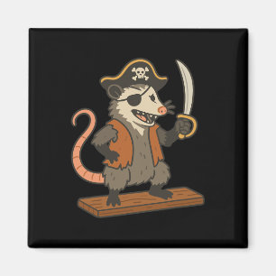 Pirat Opossum Funny Halloween Costume Possum Kärle Magnet