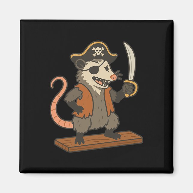 Pirat Opossum Funny Halloween Costume Possum Kärle Magnet (Framsidan)