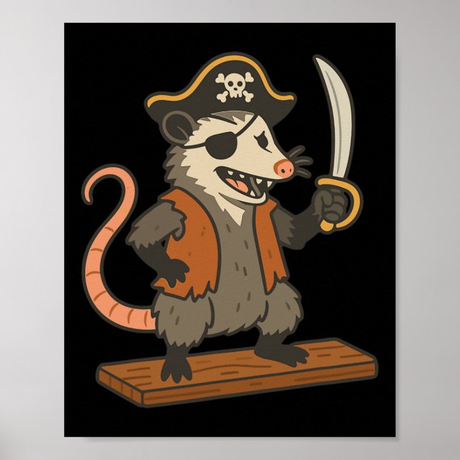 Pirat Opossum Funny Halloween Costume Possum Kärle Poster (Framsidan)