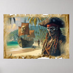 Pirat på skattön poster