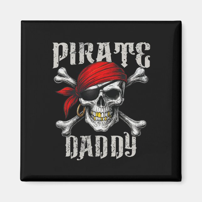 Pirat pappa Jolly Roger Flagga och Skull Crossbone Magnet (Framsidan)