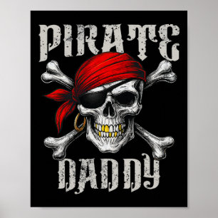 Pirat pappa Jolly Roger Flagga och Skull Crossbone Poster