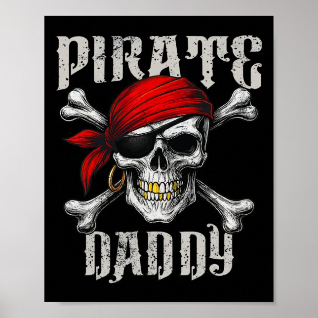 Pirat pappa Jolly Roger Flagga och Skull Crossbone Poster (Framsidan)