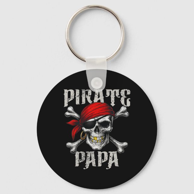 Pirat Pappa, Jolly Roger Flagga och Skull, korsben Nyckelring (Framsida)