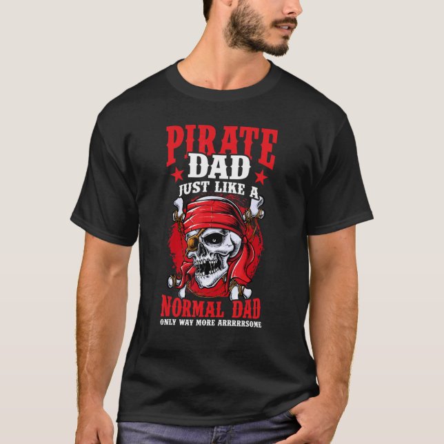 Pirat Pappa Jolly Roger Freebooter Fars dag 2 T Shirt (Framsida)