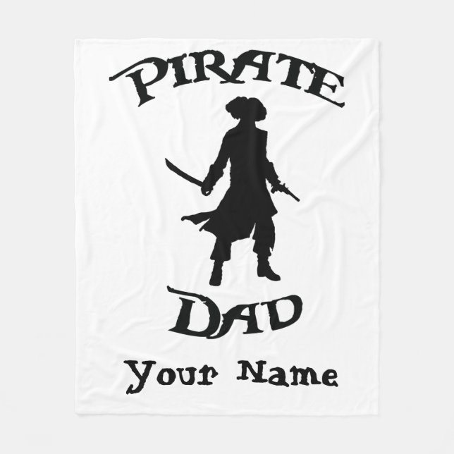 Pirat Pappa med Simple Pirat silhouette Fleecefilt (Framsidan)