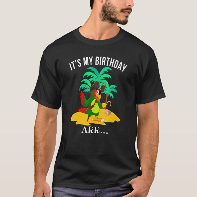 Pirat Parrot är min födelsedag T Shirt (Framsida)