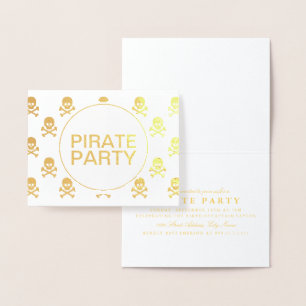 Pirat Party, guldblommor, Skull Rand Folierat Kort