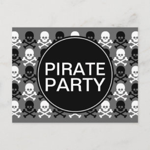 pirat party, mittskalle rand inbjudan vykort