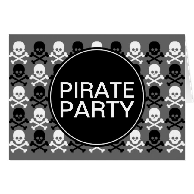 pirat party, mittskalle rand OBS kort (Framsidan Horizontal)