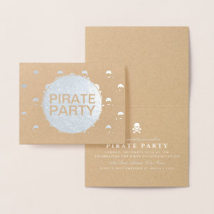 Pirat Party Silver Foil Skull Rand Folierat Kort