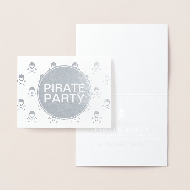 Pirat Party Silver Foil Skull Rand Folierat Kort (Display)