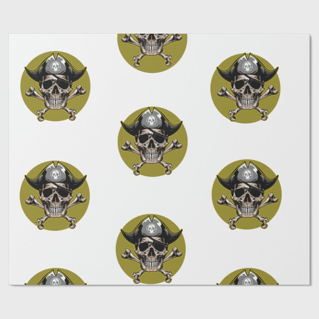 Pirat Party Skull Guld Presentpapper (Platt)