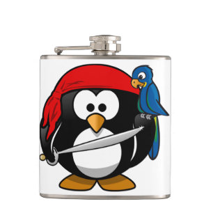 Pirat Penguin med en röd Bandanna och en morot Fickplunta