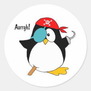 Pirat Penguin Runt Klistermärke