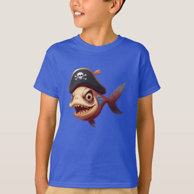Pirat Piranha T Shirt (Framsida)