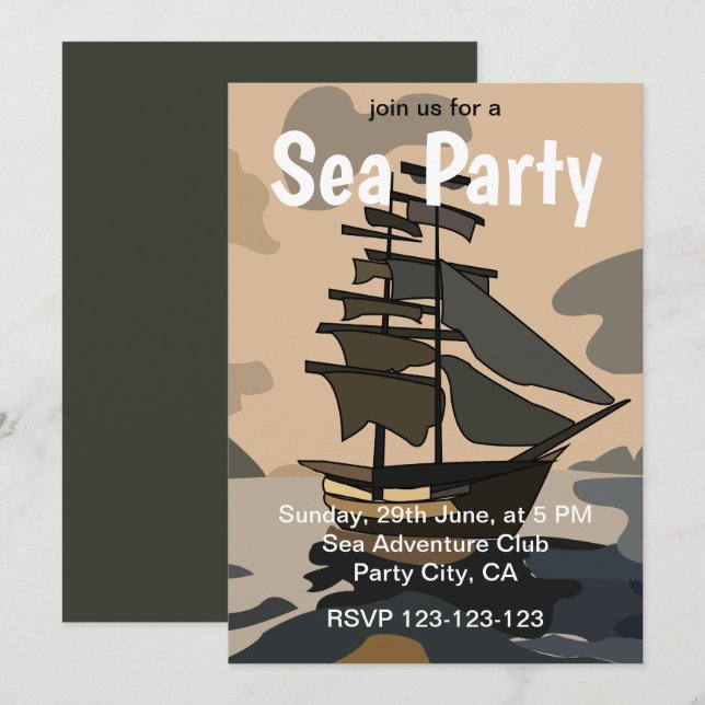 Pirat Piratskepp Äventyr Pirathavsfest Inbjudningar (Fram/baksida)