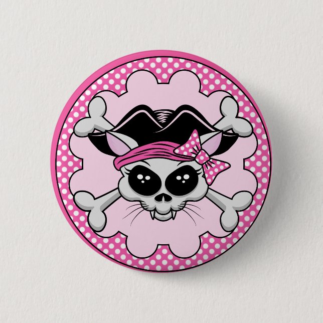Pirat Princess Kattunge Skull Knapp (Framsida)