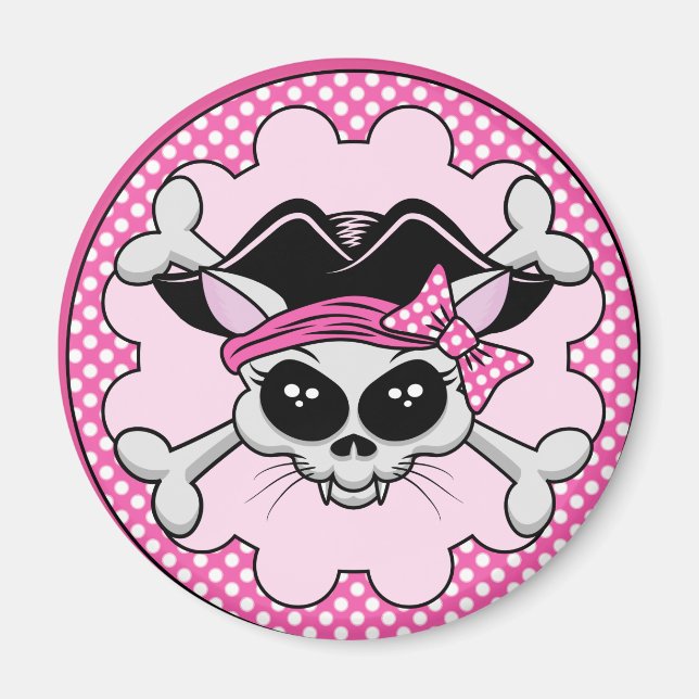 Pirat Princess Kattunge Skull Magnet (Framsidan)