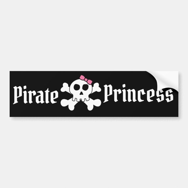 Pirat Princess med Rosa Bow & Pirat Skull Bildekal (Framsidan)