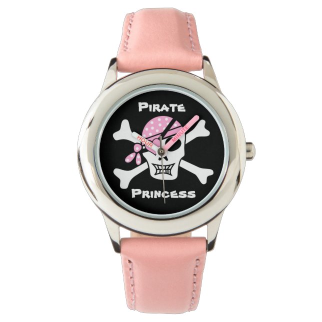 Pirat Princess on Black med Anpassningsbar Text Armbandsur (Framsida)
