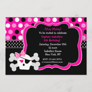 Pirat prinsessan Skull BIrthday-inbjudningar Inbjudningar