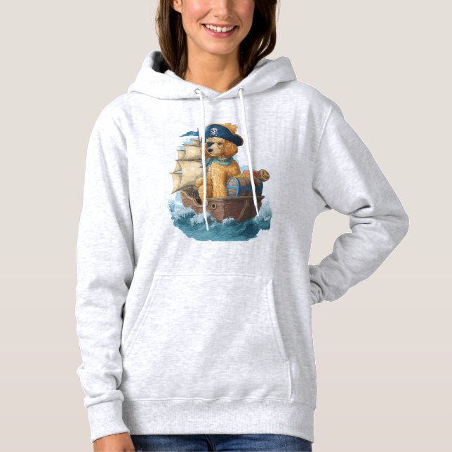 Pirat Pudel � Rolig Sjöhund T Shirt (Framsida)