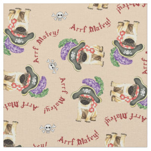 Pirat Pug Fabric Tyg