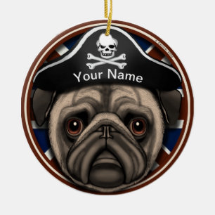 Pirat Pug Julgransprydnad Keramik