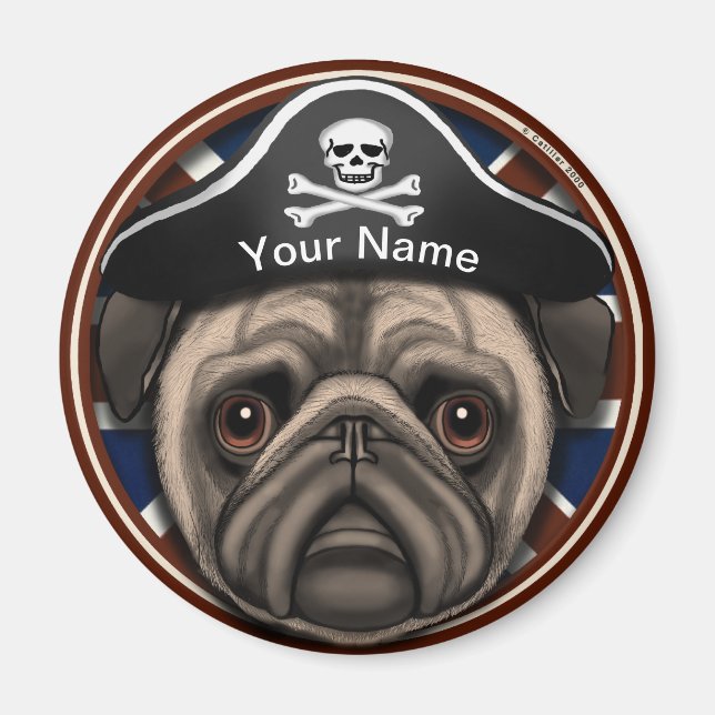 Pirat Pug Magnet (Framsidan)