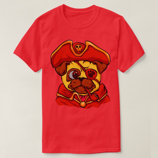 Pirat Pug T Shirt (Design framsida)