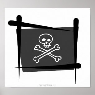 Pirat Push Flagga Poster