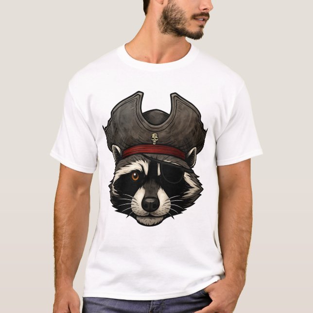 Pirat Raccoon Ansikte med Eyepatch T Shirt (Framsida)