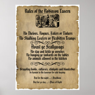 Pirat Regler i Tavern Poster