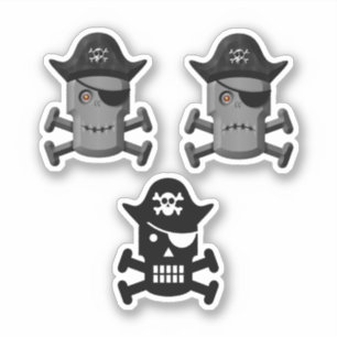Pirat Robot Jolly Roger 3 Pack Klistermärken