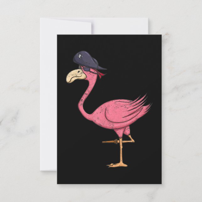 Pirat Rosa Flamingo med Eyepatch Halloween OSA Kort (Framsida)