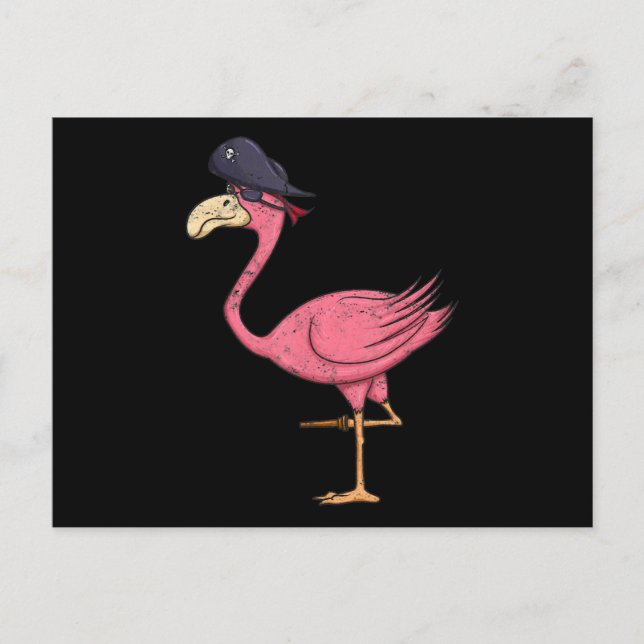Pirat Rosa Flamingo Med Ögonfläck Halloween Helg Vykort (Framsida)