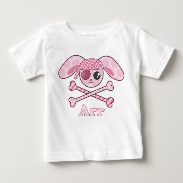 Pirat Rosa Kawaii Bunny T Shirt (Framsida)