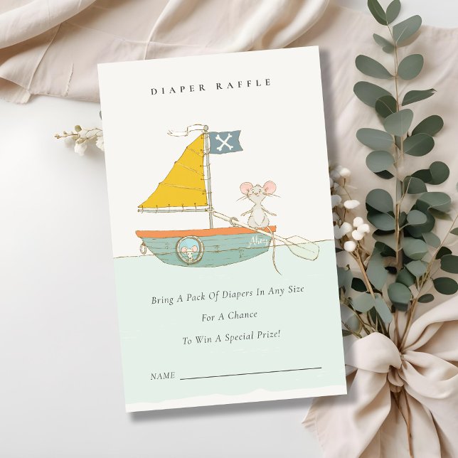 Pirat Sailboat-skidor Raffle Baby Shower Tilläggskort (Skapare uppladdad)