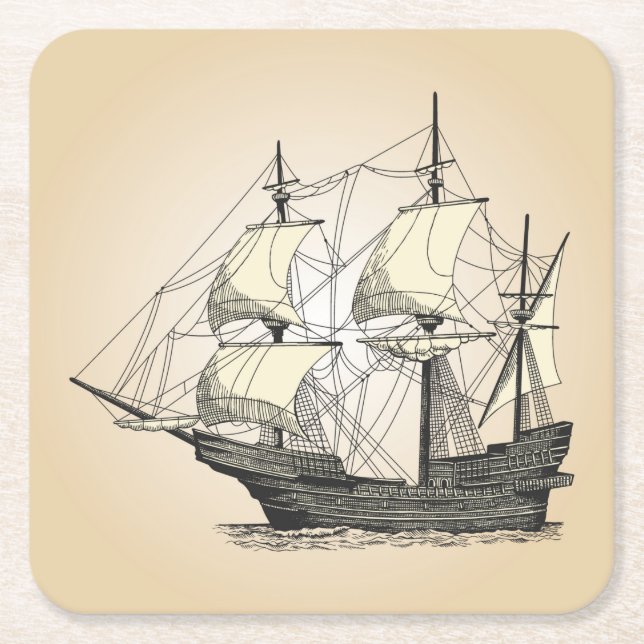 Pirat Sailing Frakt Underlägg Papper Kvadrat (Framsidan)