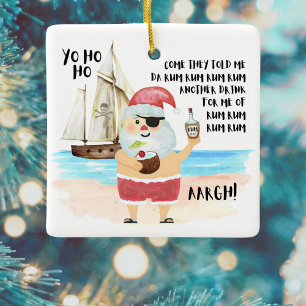 Pirat Santa Frakt Rum Funny Kustjul Julgransprydnad Keramik