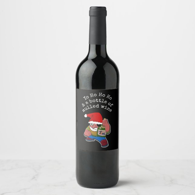 Pirat Santa Funny Mulled Vin jul Vinflaska Etikett (Framsida)
