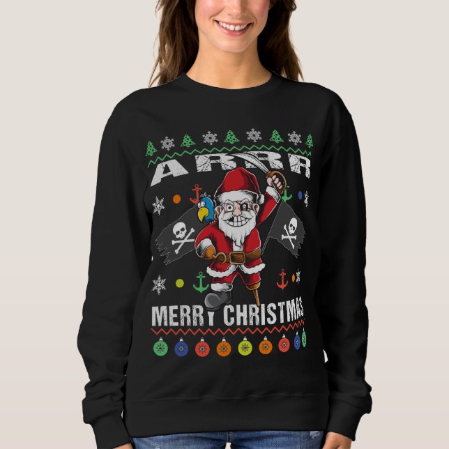 Pirat Santa Tacky Julafton Sweater Ar God jul T Shirt (Framsida)