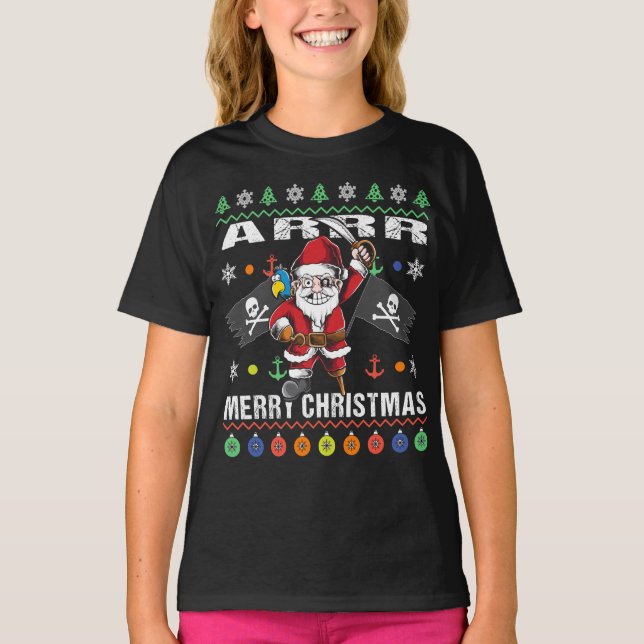 Pirat Santa Tacky Julafton Sweater Ar God jul T Shirt (Framsida)