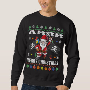 Pirat Santa Tacy Julafton Sweater Ar God jul Lång Ärmad Tröja