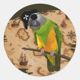 Pirat Senegal Parrot Treasure Karta Runt Klistermärke