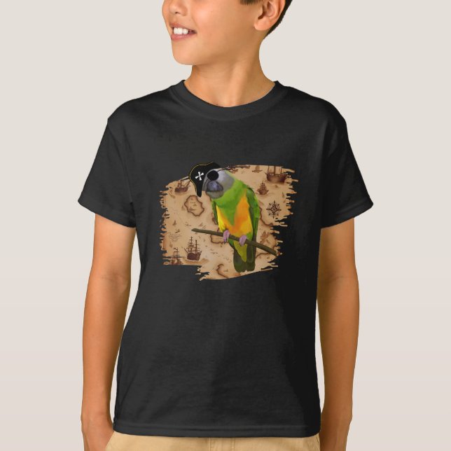 Pirat Senegal Parrot Treasure Karta T Shirt (Framsida)